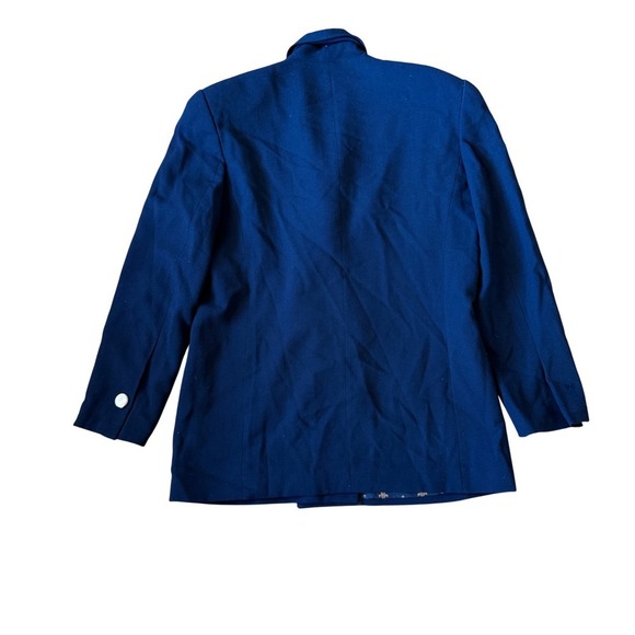 DANA BUCHMAN Navy Wool Double Breasted Blazer Shawl Collar Elegant Women's 14 - Picture 8 of 8